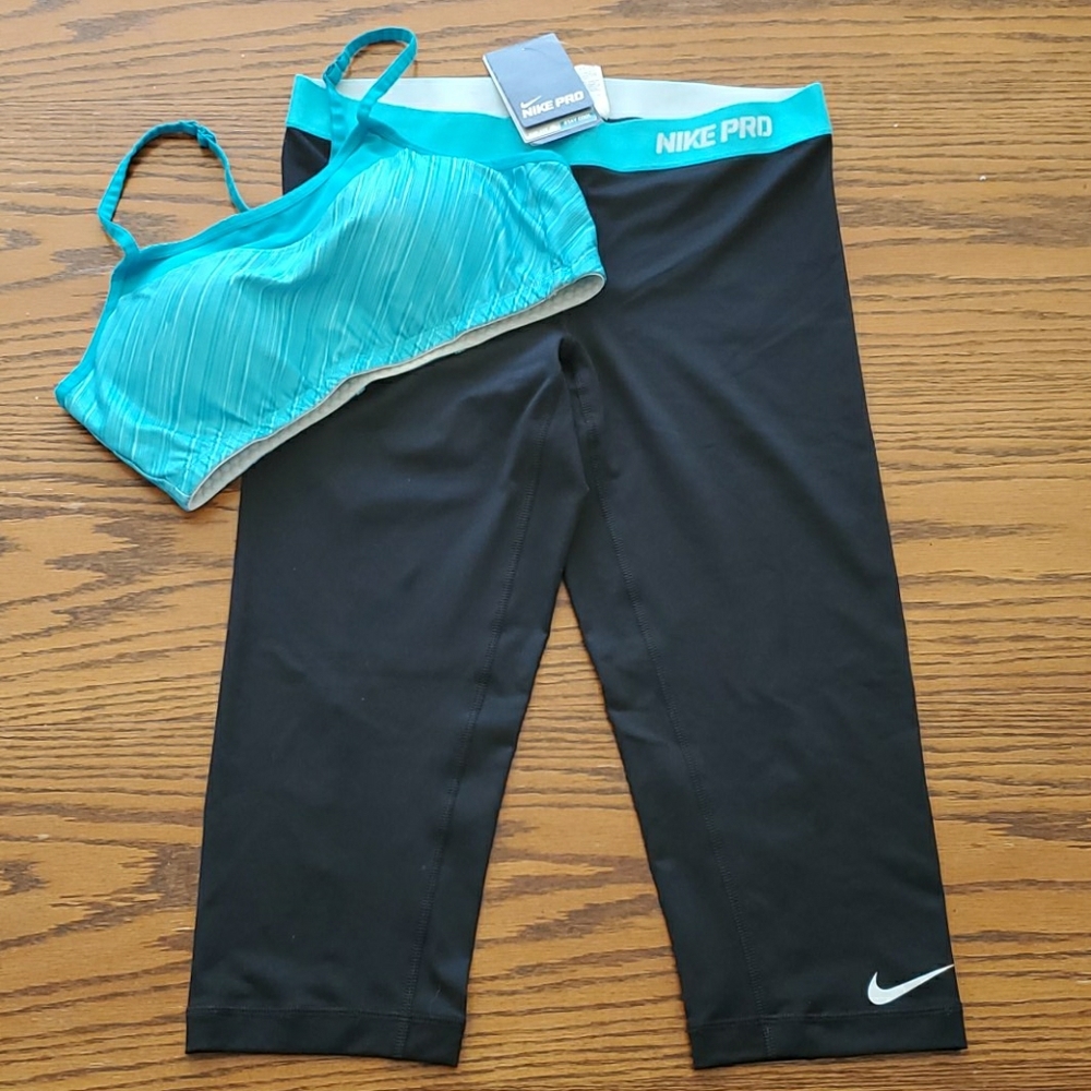Nike cropped pant with sports bra (not Nike)